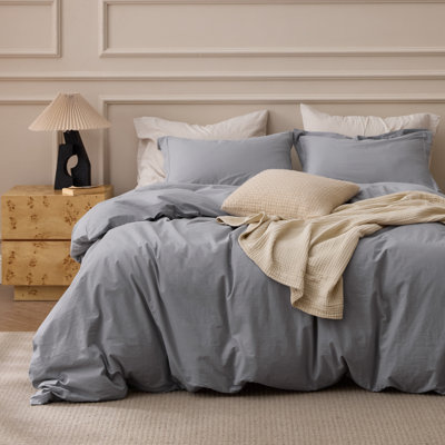 Bedsure 100% Washed Cotton Duvet Cover California King Set - Minimalist Cotton Beding Set For All Season