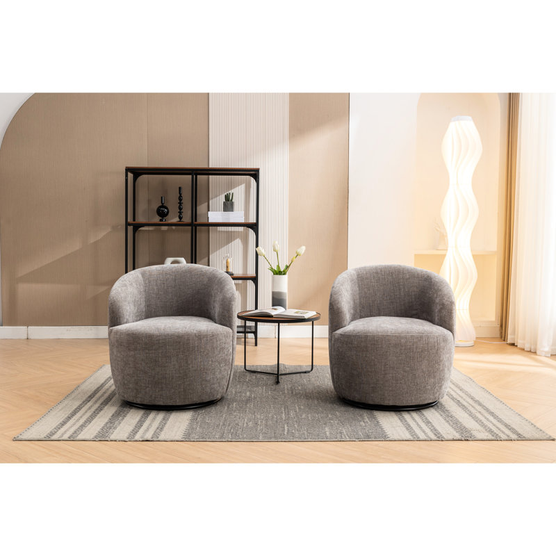 Fauteuil d'appoint moderne en tissu chenille gris avec accoudoirs pivotants de 25,6 po x 25,6 po x 26,79 po, Gris