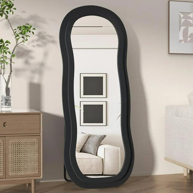 Miroir de plancher surdimensionné en flanelle avec support Wavy-b