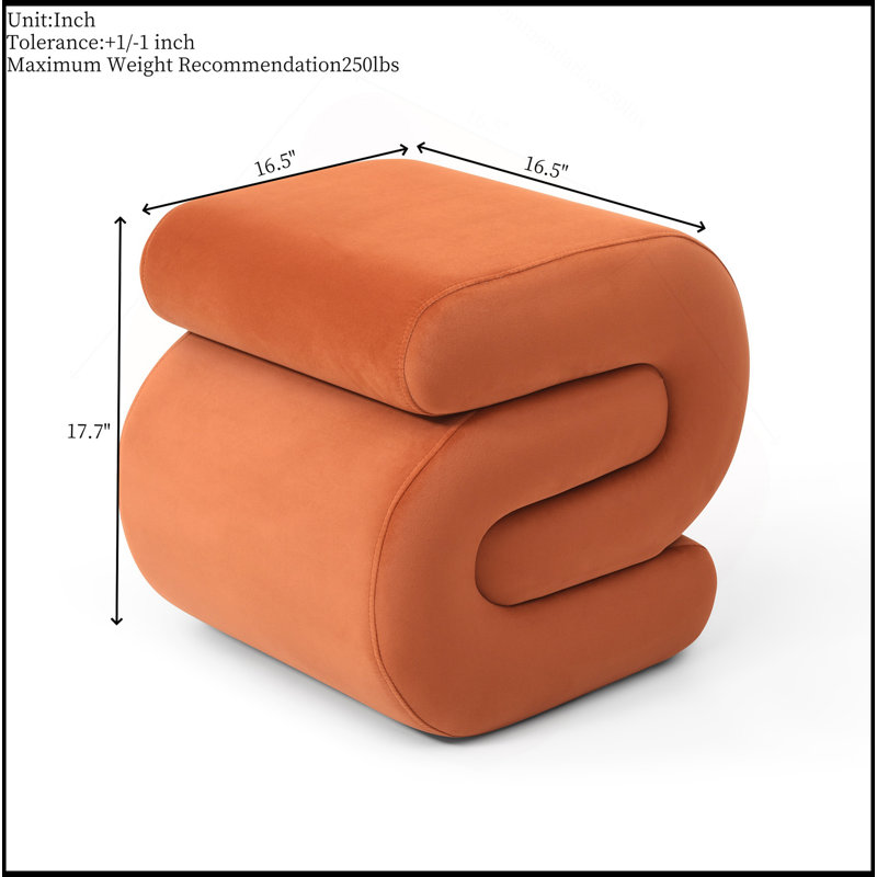 Repose-pieds moderne en tissu, repose-pieds polyvalent et élégant pour chaque pièce, Velours orange