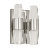 Sean Lavin Lassell 4-light double short wall sconce in natural brass finish with crystal shades