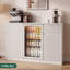  Armoire à café avec petit réfrigérateur et rangement pour le vin, buffet pour la cuisine et la salle à manger, l 55,1 po blanc-1861413042