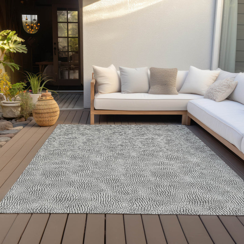 White Rectangular Synthetic Washable Area Rug 3' x 5'