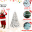 Arbre de Noël enneigé 8 pi avec 700 lumières Ul, 54 pin véritable, branches enneigées, 1754 pointes, structure à charnières, support en métal ferme pour la neige des Fêtes