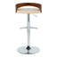 Tabouret de bar réglable avec pivot en métal chromé, bois de noyer et similicuir crème avec repose-pieds arrondi en T - ensemble de 3-1177749905-1177749907