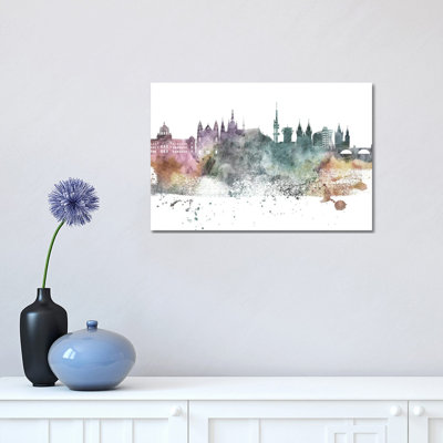 Prague Pastel Skyline by WallDecorAddict - Wrapped Canvas Print