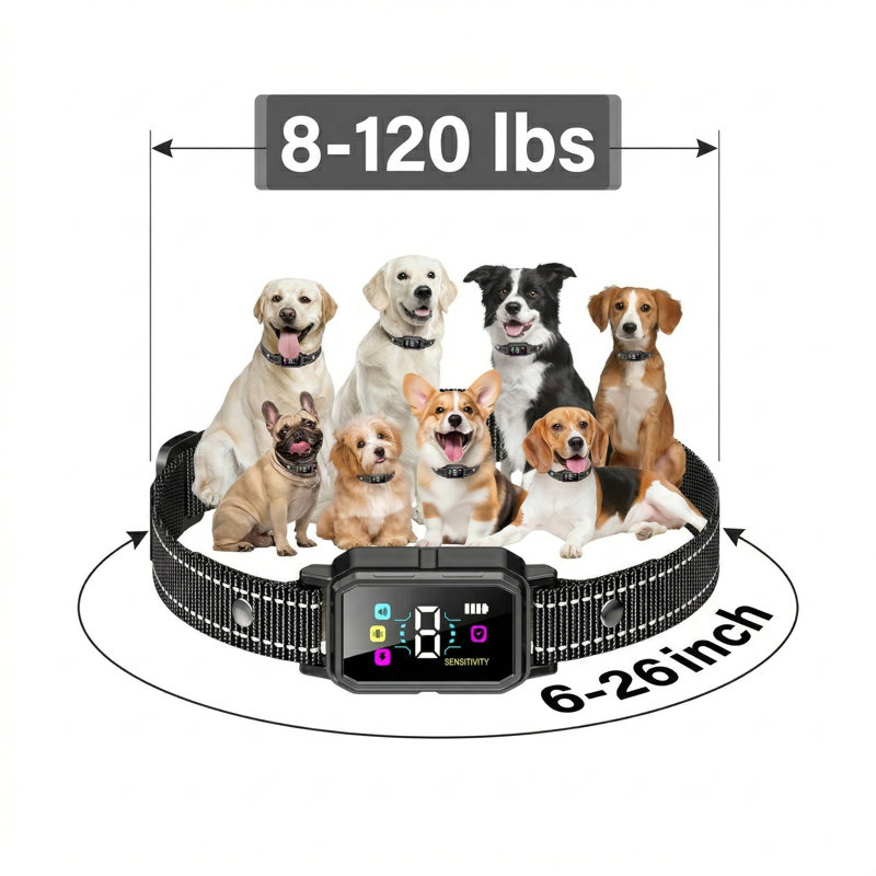 Ensemble de 3 colliers anti-aboiement pour chien de 8 à 120 lb et de chien de taille moyenne, dispositif anti-aboiement avec 5 réglages de sensibilité, vibration sonore sans danger