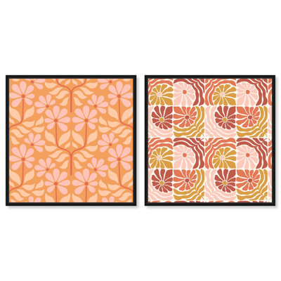 Lucid Abstract Harmony Pair Canvas Print Abstract Wall Art Set by Art Remedy, Black Frame, 30 x 30