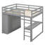 Lit mezzanine double en bois avec garde-robe intégrée, bureau, tablettes de rangement et tiroirs-604533375