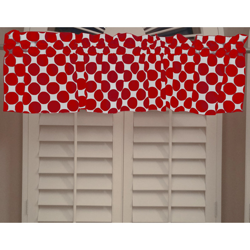 Abrial Cotton Blend Polka Dots Tailored Window Valance, Red/White, 58" W x 16" L