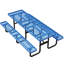 Table de pique-nique en métal robuste pour 10 personnes, salle à manger extérieure avec trou pour parasol, structure en acier galvanisé antirouille, 882 lb, plateau en filet-130155012-130155013-130155015