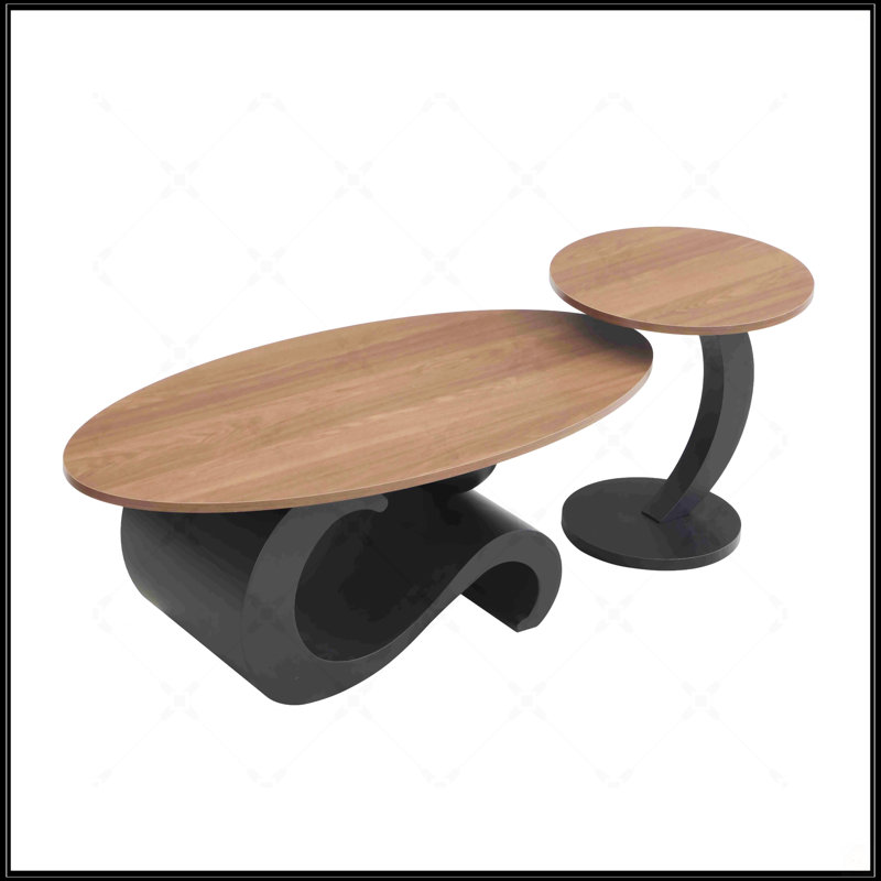 Ensemble de 2 tables basses gigognes noires, Noir