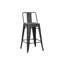 Tabouret de bar 24 po en métal de style rustique rustique avec dossier, tabouret de bar de cuisine léger et robuste, ensemble de 4 - noir mat