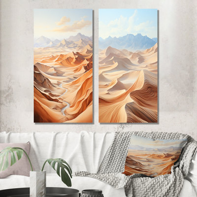 Désert du désert, minimalisme, étreinte - ensemble de 2 impressions sur toile désert