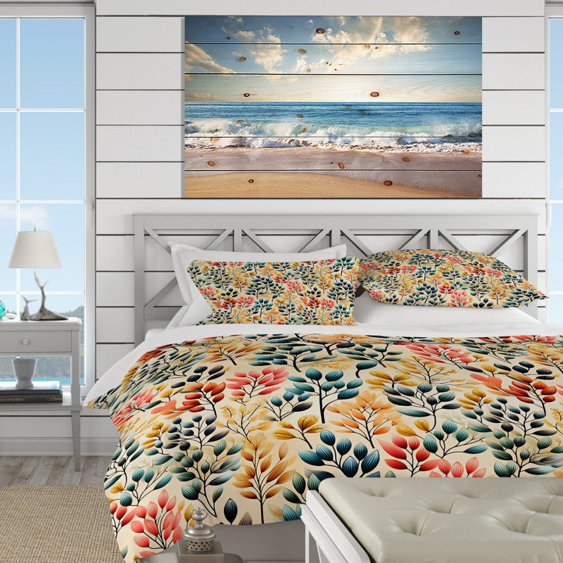 Literie Watercolor Foliage Botanical Pattern, Housse de couette pour grand lit et 2 taies décor