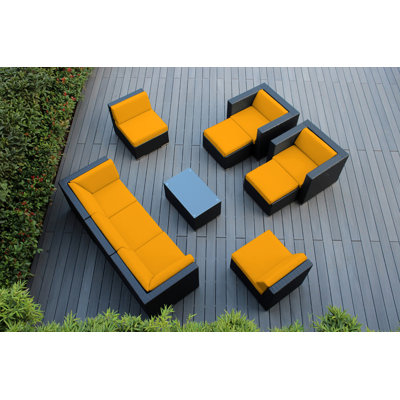 Kiara Wicker 7 - Person Seating Group with Cushions - No Assembly