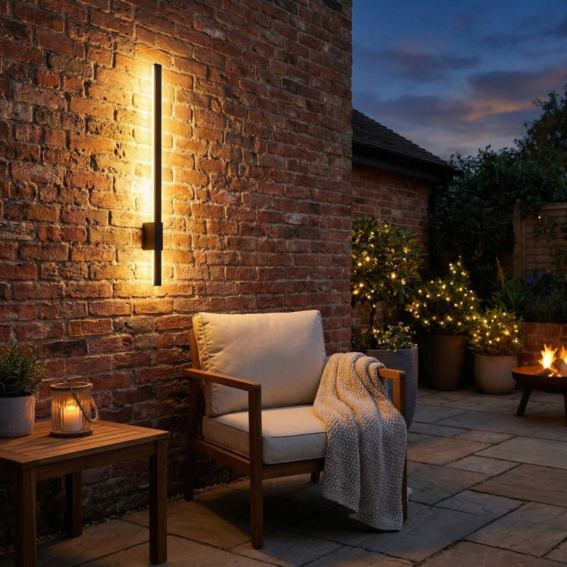 Matte Black Outdoor Sconce, 1, 90cm H x 2.1cm W x 2.1cm D