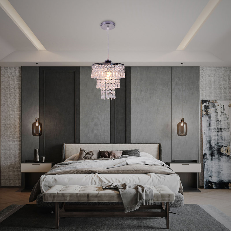 Luminaire suspendu en cristal Godrick, Chrome