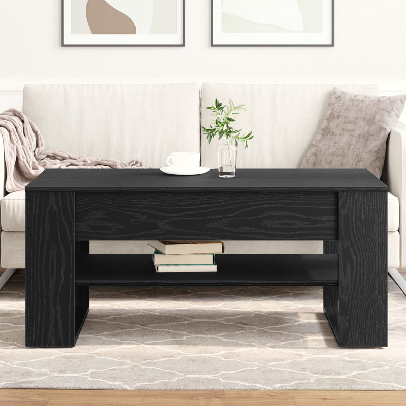 Coffee Table with Storage, Black Oak