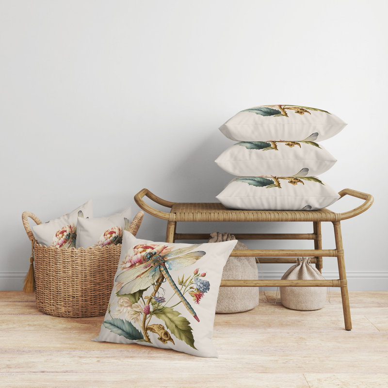Dragonfly's Paradise Reversible Throw Pillow, 18"H x 18"W