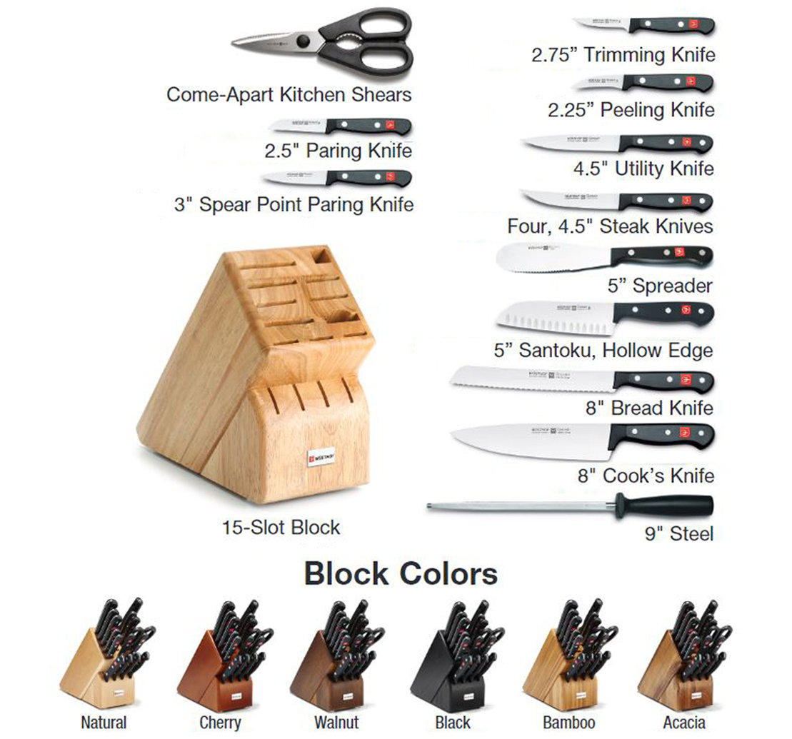 Wusthof 16-Piece Knife Block Set, Natural