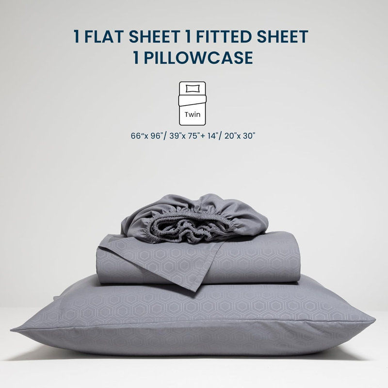 Ensemble de draps, Motif alvéolaire gris, Grand lit