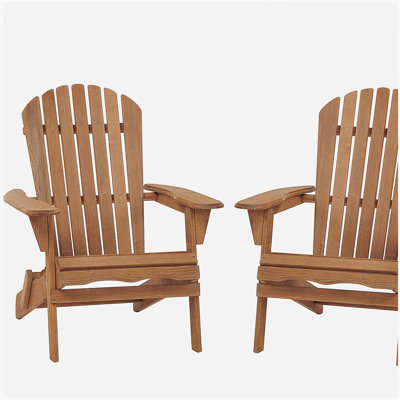 Ensemble de 2 chaises Adirondack pliantes en bois pour l'extérieur avec dossier pré-assemblé, chaise de patio en bois pour patio