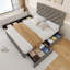 Queen Size Bed Frame With Adjustable Headboard And 4 Storage Drawers, Linen Upholstered Platform Bed Frame-110095407-110095411