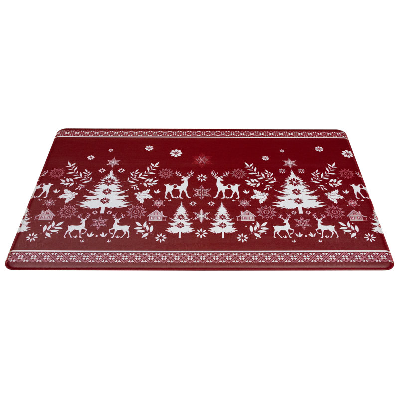 Reindeer And Snowflakes Kitchen Comfort Anti-Fatigue Christmas Floor Mat - 17.75" X 29.5"