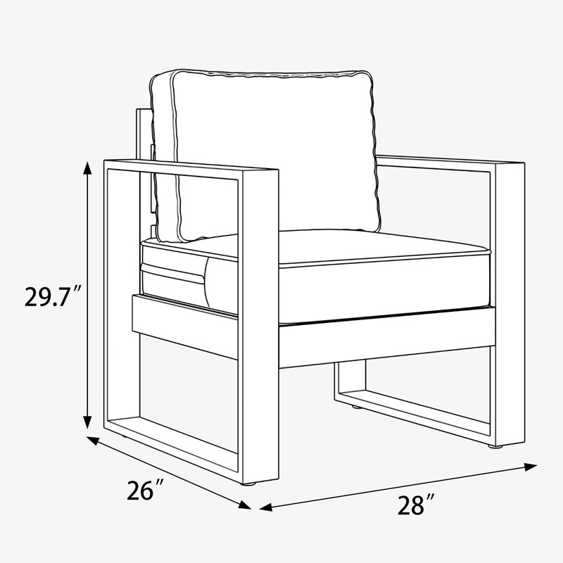 Outdoor Lounge Chair, Black Frame/Grey Cushion