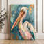 Impressionniste pélican, impression sur toile tendue 24 po x 36 po