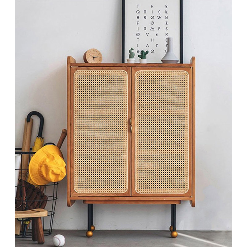 Armoire à chaussures moderne et minimaliste en rotin de bois massif