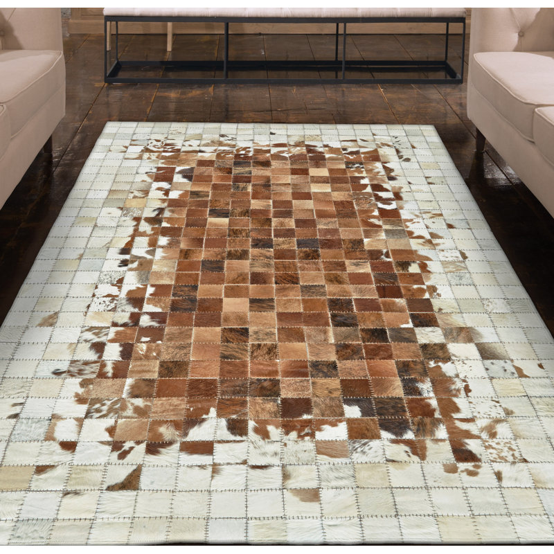 Adans Cowhide Geometric Indoor Rug, Rectangle 6' x 9'
