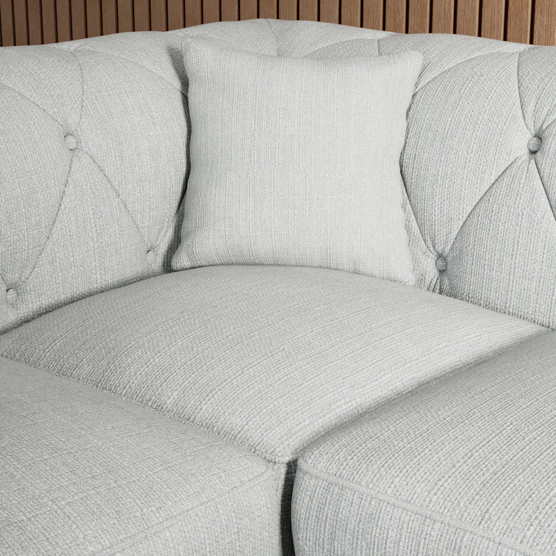 Ellrich 3 Seater Corner Sofa , Light Blue, Walnut