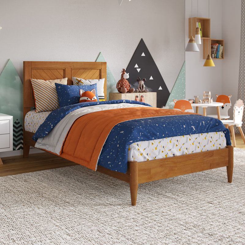 Pascarella Solid Wood Low Profile Platform Bed, Twin, Light Toffee