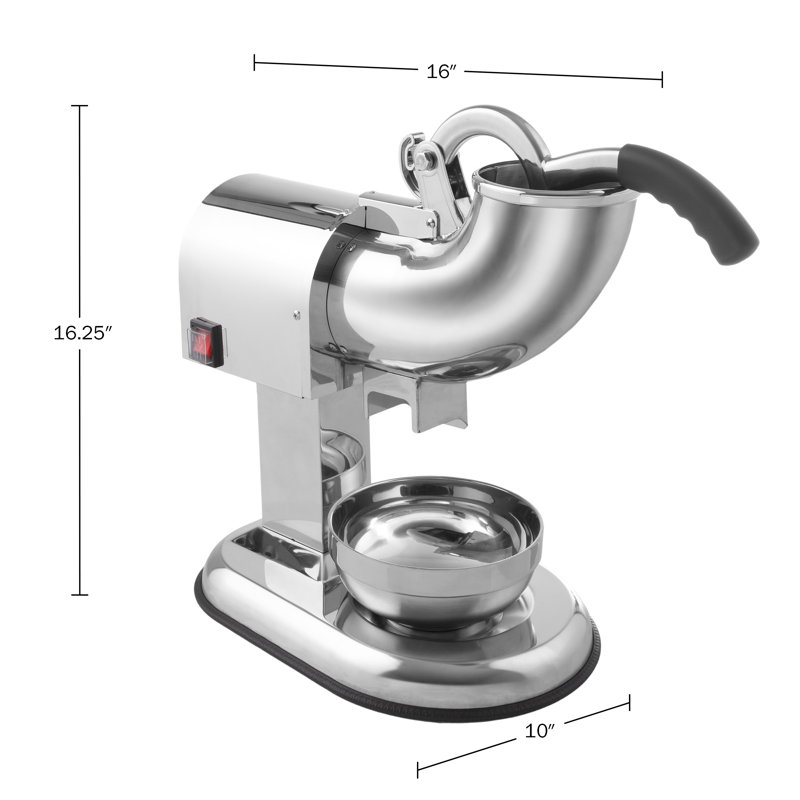 Snow Cone Machine - Ice Shaver with Powerful 250W Motor - Easy to Use Countertop Crushed Ice Maker by Great Northern Popcorn (Stainless-Steel)