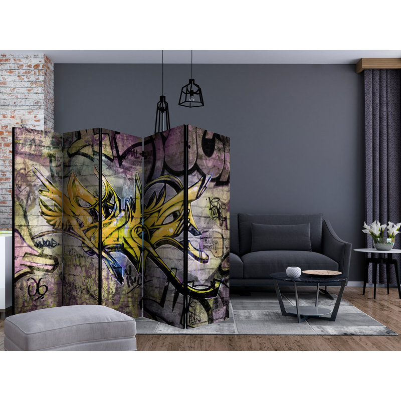 225cm W x 172cm H 5 - Panel Wood Folding Room Divider