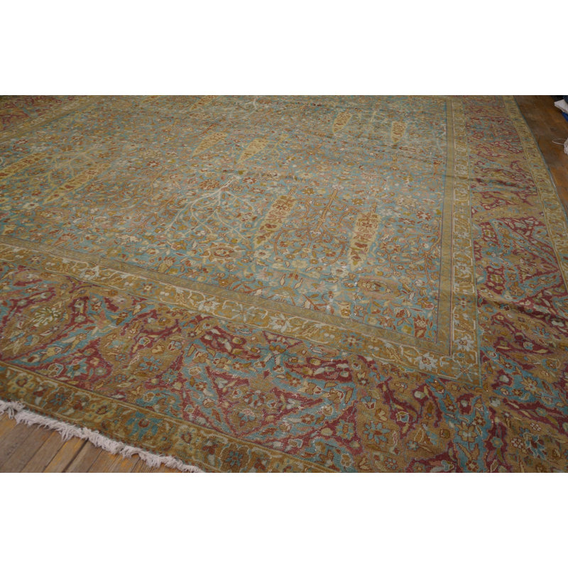Tapis antique à large motif géométrique indien Lahore