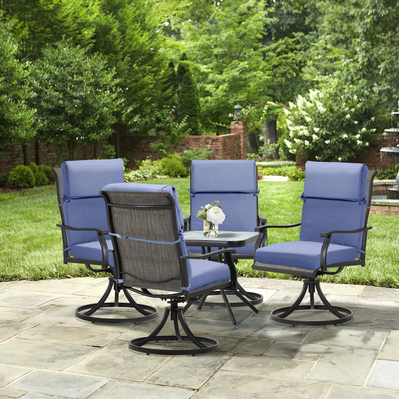 Ensemble de 4 coussins de chaise d'extérieur, Bleu très foncé