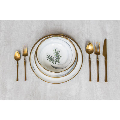 The Luxury Collection - Bol en marbre avec bordure dorée - grand 7,4 po