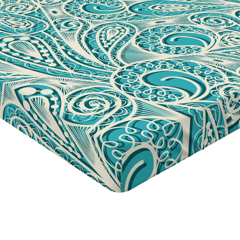 Drap-housse Ambesonne, paquet de 2, Turquoise / cachemire blanc, Drap-housse grand
