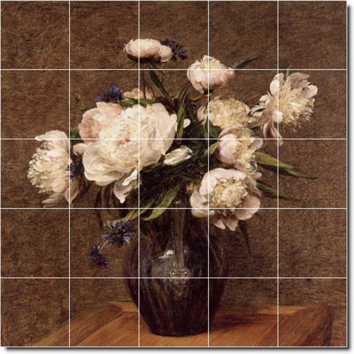 21.25" x 21.25" Ceramic Painting Decorative Mural Tile 4.25" x 4.25"