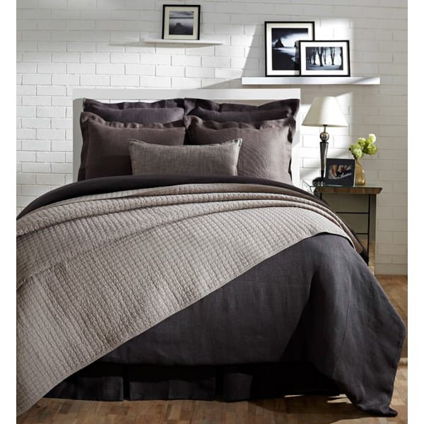LIAM DUVET COVER, CHARCOAL BLUE, Queen Duvet Cover