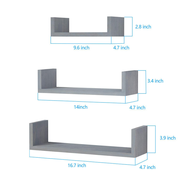 Belldas Wood Floating Shelf, Grey