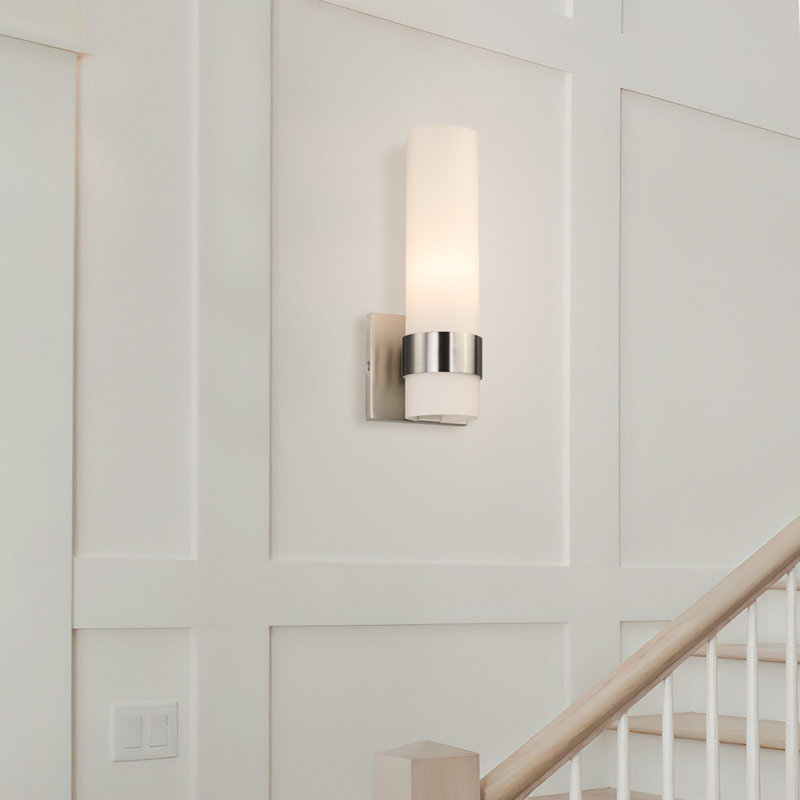 Sconces Wall Lighting, 1 Light Ada Wall Sconce, Vintage Bathroom Vanity Light With Tube Glass, Brushed Nickel