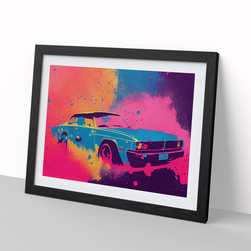 Retro Car Splash Vol.1 - Single Picture Frame Painting, Black Framed, 46cm H x 64cm W x 2cm D