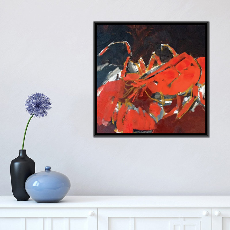 « abstract homard iv », impression sur toile, H 18 po x l 18 po x P 1,5 po, Toile avec cadre noir, Pas de tapis