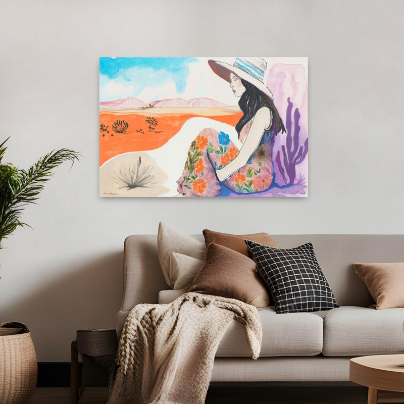 Impression florale, paysage désertique paisible, paysage serein paisible, art mural, 32" H x 48" W
