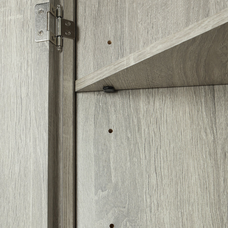 Armoire d'appoint d'angle à 2 portes, Chêne, Argent argent