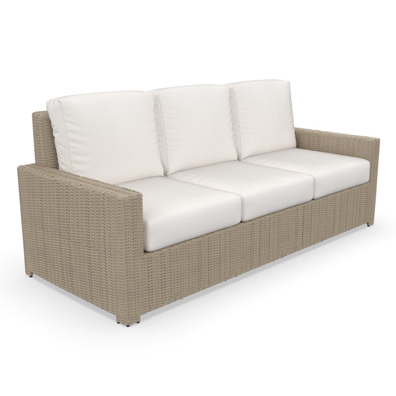 Ensemble de conversation pour canapé d'extérieur en osier 4 pièces avec coussins Sunbrella Henri, Sunbrella® Canvas Fern